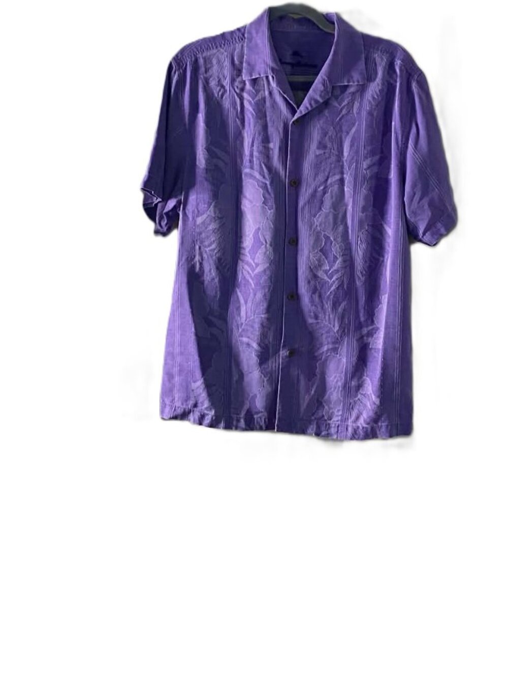Tommy Bahama Men's Medium Purple Floral Jacquard Camp Collar Shirt
